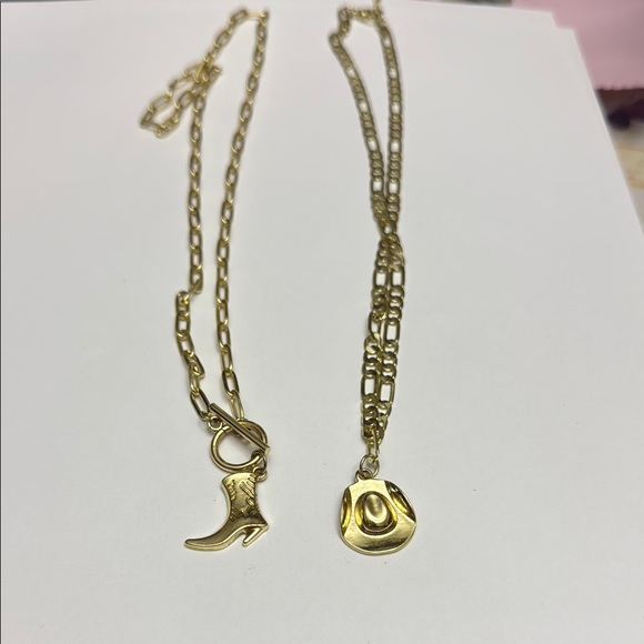 Jewelry - Gold Cowboy Boot and Hat Necklace Set